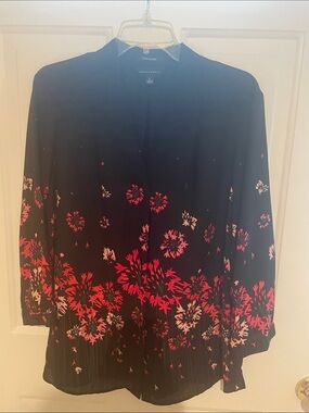 Investments Black, Red and Pink Classic Blouse